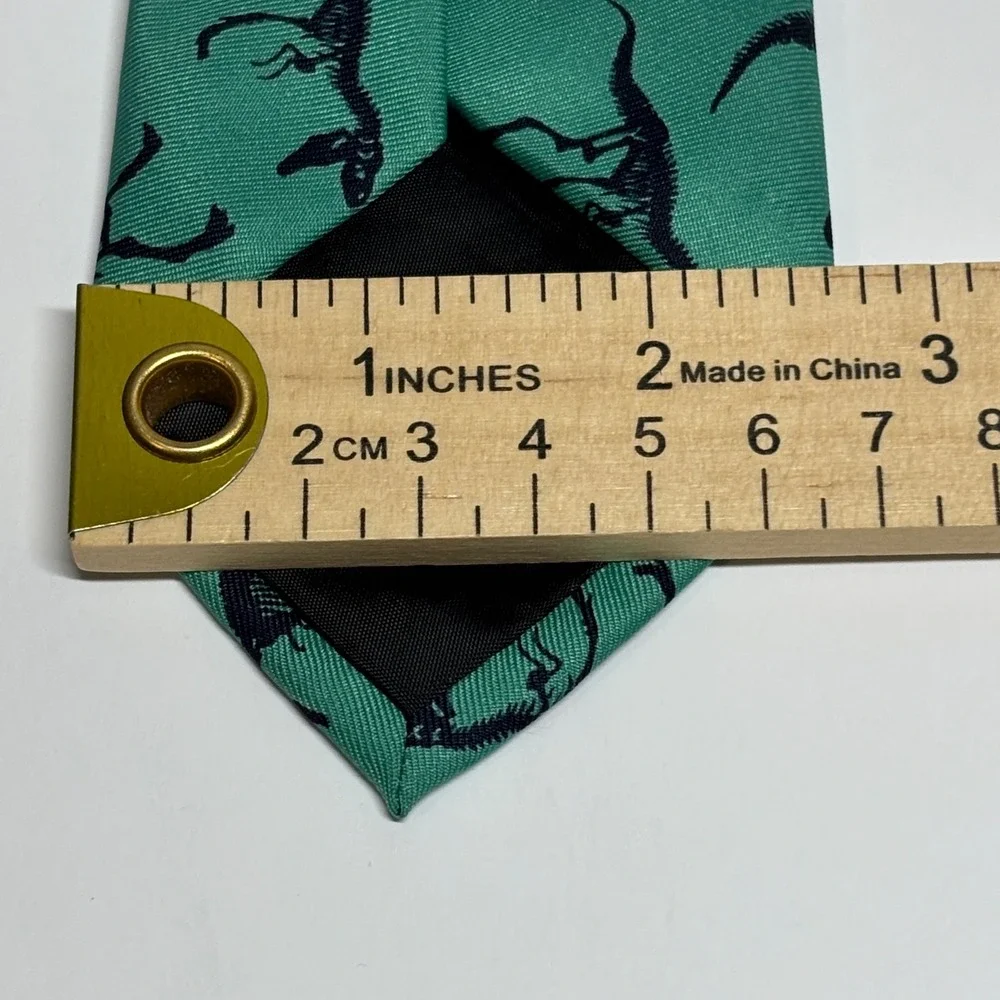 Wembley Necktie Kids OS Green Dinosaur Skeleton Fossil Print Polyester 49 inch